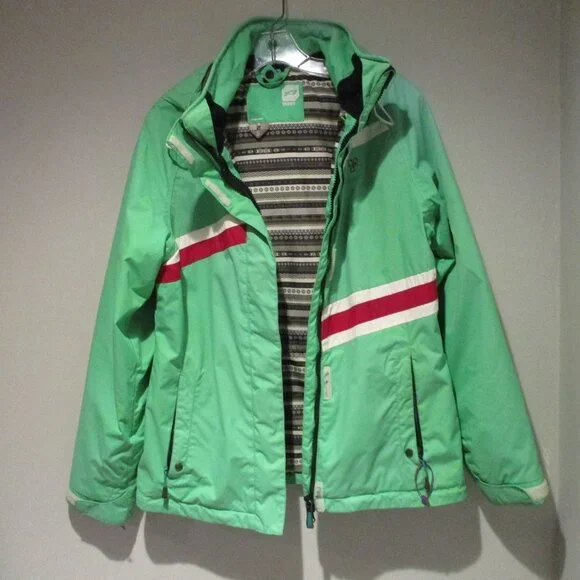Womens Orage Ski Snow Winter Jacket 3 in 1 Green White Hooded - Picture 6 of 12